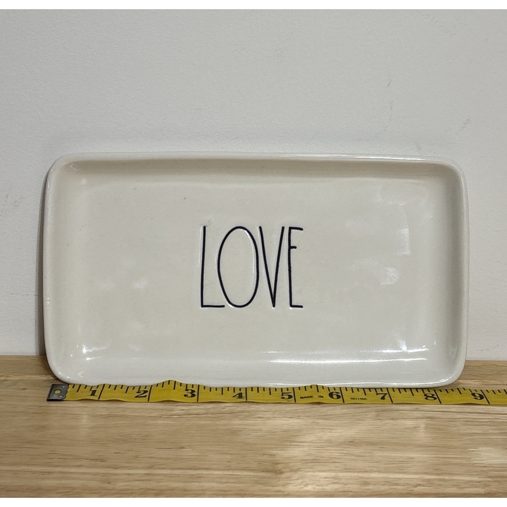 Rae Dunn Love Plate Tray Trinket Dish White Ceramic 9in‎ X 5in